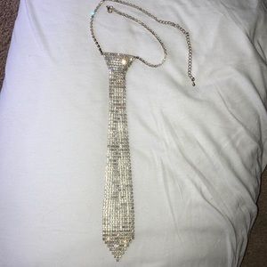 Rhinestone Tie Necklace